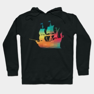 Rainbow Galleon Ship Silhouette Hoodie